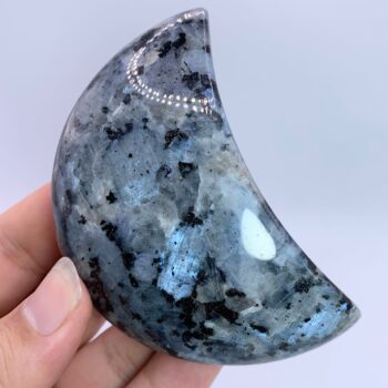174g Nice Quality Rainbow Grey Larvikite Moon, Larvikite Stone Moon, Larvikite Stone, Larvikite Crystal Moon, Blue Larvikite Moon