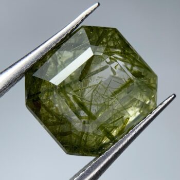 9.6 Ct's Amazing Emerald Cut Epidote, Rutile Epidote Gemstone, Epidote Gemstone, Emerald Cut Epidote, Loose Epidote Gemstone, Loose Epidote