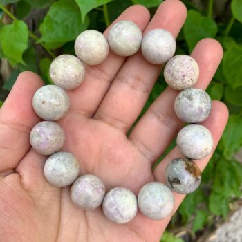 UV-Reactive Fluorescent Pink Beads Bracelet, Hackmanite Bracelet, Hackmanite, Fluorescent Hackmanite Bracelet, Fluorescent Bracelet, 106g