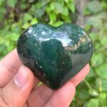 87g Beautiful Quality Green Nephrite Jade Heart Stone