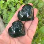 2 Pcs Best Quality Green Nephrite Jade Heart Stones