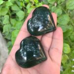 2 Pcs Best Quality Green Nephrite Jade Heart Stones