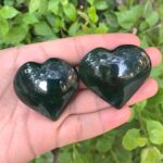 2 Pcs Best Quality Green Nephrite Jade Heart Stones