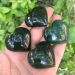4 Pcs Top Quality Green Nephrite Jade Heart Stones