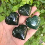 4 Pcs Top Quality Green Nephrite Jade Heart Stones