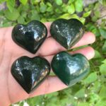 4 Pcs Top Quality Green Nephrite Jade Heart Stones