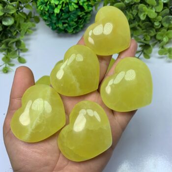 Beautiful Top Quality Yellow Lemon Calcite Heart