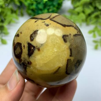 378g Top Quality Septarian Sphere, Septarian Crystal Sphere, Yellow Septarian Sphere, Septarian Crystal Ball, Septarian Polished Sphere