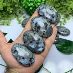 Beautiful Rainbow Larvikite Palm Stone