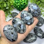 Beautiful Rainbow Larvikite Palm Stone