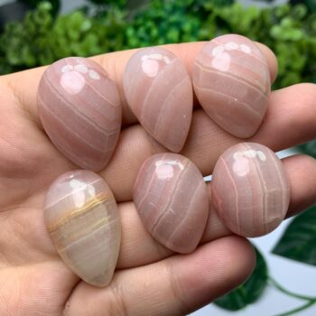 6 Pcs Beautiful Pink Onyx Cabochons, Pink Onyx Cabochon, Pear Shape Onyx Cabochons, Pink Onyx, Pink Onyx Stone Cabochons, Pink Onyx Stone