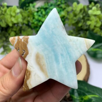 115g Beautiful Caribbean Calcite Star, Blue Caribbean Star, Polished Caribbean Calcite Star, Caribbean Calcite Star, Calcite Star, Calcite