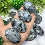 Beautiful Rainbow Larvikite Palm Stone