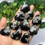 10 Pieces Black Obsidian Snow Flakes Hearts