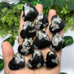 10 Pieces Black Obsidian Snow Flakes Hearts