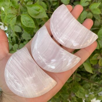 Beautiful UV-Reactive Pink Mangano Calcite Moon, Pink Calcite Moon, Calcite Moon, Pink Calcite Moons, Pink Calcite Stone, Calcite Moons