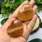 2 Pcs Beautiful Red Honey Calcite Heart Stone