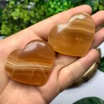 2 Pcs Beautiful Red Honey Calcite Heart Stone