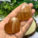 2 Pcs Beautiful Red Honey Calcite Heart Stone