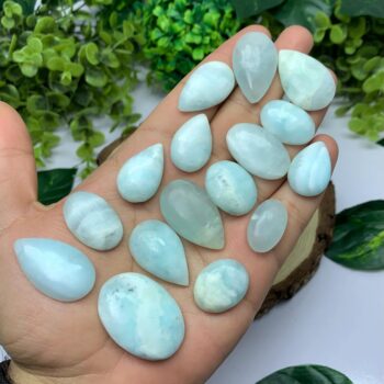 16 Pcs Blue Caribbean Calcite Cabochons, Caribbean Calcite, Caribbean Calcite Cabochons, Blue Caribbean Calcite, Caribbean Blue Calcite