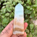 220g Amazing Blue Caribbean Calcite Tower