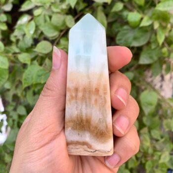 220g Amazing Blue Caribbean Calcite Tower