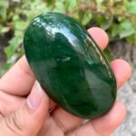 120g Best Quality Green Nephrite Jade Palm Stone