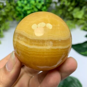 265g Beautiful Mango Calcite Sphere, Mango Calcite Ball, Mango Calcite, Mango Calcite Crystal Sphere, Mango Calcite Sphere, Calcite Sphere