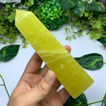 535g Best Quality Lemon Calcite Tower, Lemon Calcite Stone Tower, Lemon Calcite Polished Tower, Calcite, Lemon Calcite, Lemon Calcite Tower