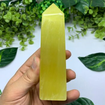 420g Best Quality Lemon Calcite Tower, Lemon Calcite Stone Tower, Lemon Calcite Polished Tower, Calcite, Lemon Calcite, Lemon Calcite Tower
