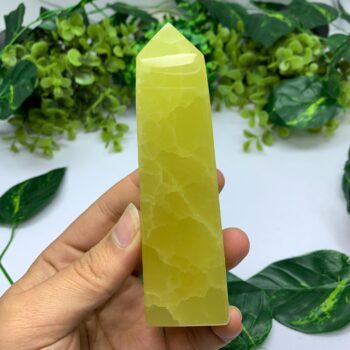 325g Best Quality Lemon Calcite Tower, Lemon Calcite Stone Tower, Lemon Calcite Polished Tower, Calcite, Lemon Calcite, Lemon Calcite Tower