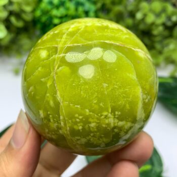 365g Beautiful Yellow Serpentine Sphere, Serpentine Sphere, Yellow Serpentine Ball, Polished Serpentine Ball, Yellow Serpentine Ball, Sphere