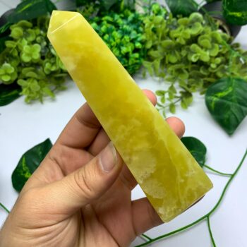340g Best Quality Lemon Calcite Tower, Lemon Calcite Stone Tower, Lemon Calcite Polished Tower, Calcite, Lemon Calcite, Lemon Calcite Tower
