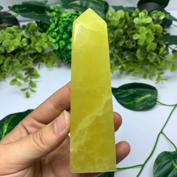 400g Best Quality Lemon Calcite Tower, Lemon Calcite Stone Tower, Lemon Calcite Polished Tower, Calcite, Lemon Calcite, Lemon Calcite Tower