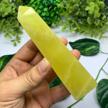 275g Top Quality Lemon Calcite Tower, Lemon Calcite Stone Tower, Lemon Calcite Polished Tower, Calcite, Lemon Calcite, Lemon Calcite Tower