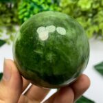 380g Top Quality Green Transparent Jade Sphere