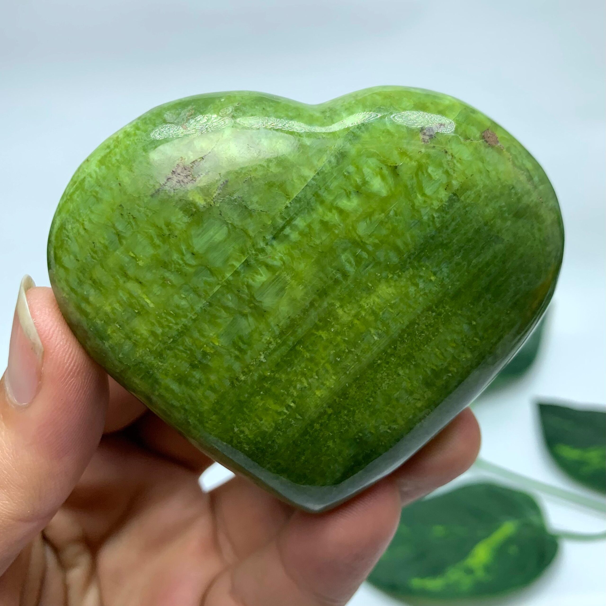 Polished Tremolite Heart Stone Polished Tremolite Heart Stone