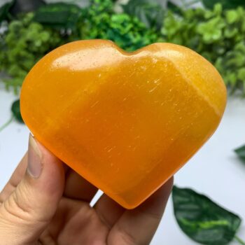 245g Best Quality Orange Calcite Heart