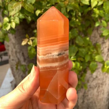 400 Grams Best Quality Honey Calcite Tower, Honey Calcite Obelisk, Polished Honey Calcite, Red Honey Calcite Tower, Honey Calcite Obelisk