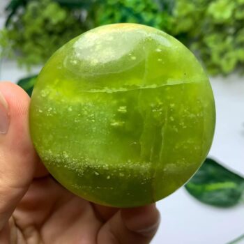107g Best Quality Transparent Jade Round Palm Stone, Shah Maqsood Jade Palm Stone, Green Jade Palmstone, Jade Stone Palm, Green Jade Palm