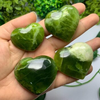 4 Pcs Best Quality Dark Green Jade Hearts, Shah Maqsood Jade Hearts, Green Jade Hearts, Jade Stone Hearts, Polished Jade Hearts, Jade Hearts