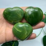 3 Pcs Beautiful Green Tremolite Heart Stones
