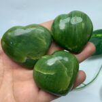 3 Pcs Beautiful Green Tremolite Heart Stones