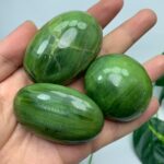 3 Pcs Top Quality Green Tremolite Palm Stone