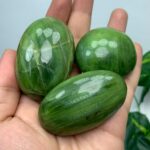 3 Pcs Top Quality Green Tremolite Palm Stone