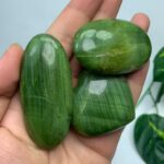 3 Pcs Top Quality Green Tremolite Palm Stones And Heart