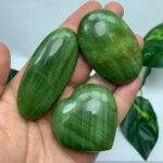 3 Pcs Top Quality Green Tremolite Palm Stones And Heart