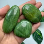 3 Pcs Top Quality Green Tremolite Palm Stones And Heart