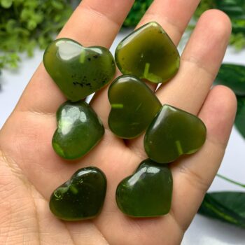 7 Pcs Best Quality Transparent Green Jade Hearts, Jade Hearts, Green Jade Hearts, Jade Stone Hearts, Polished Jade Heart, Jade Green Hearts
